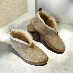 LL Bean Mens 10 Wide Wicked Good Lamb Fur Shearling Slippers House Shoes Slip On